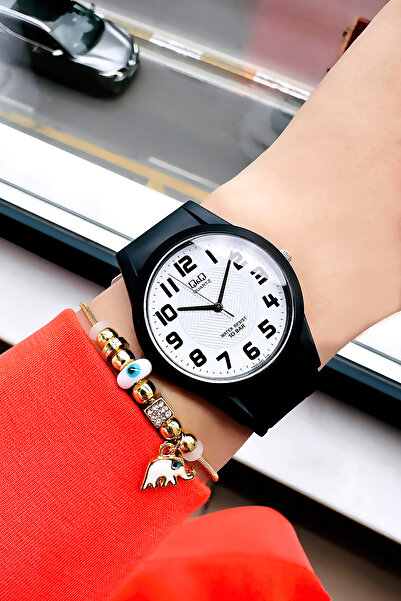 Q&Q 10 Atm Water Resistant Quartz Women's Wristwatch Black Color Silicone Band - Gift Bracelet Qqb2001C8