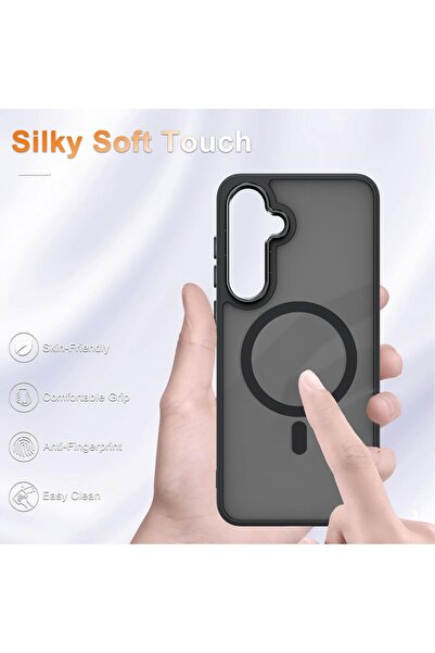 m.tk moveteck Samsung Galaxy A36 A56 Uyumlu Kılıf Mat Magsafe Özellikli Renkli Kenarlı + Ekran Koruyucu Cam Set