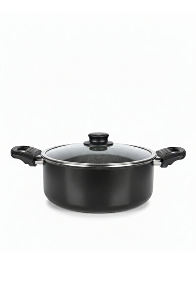 ELDİPA Fireproof Non-Stick Granite Look 24 cm Aluminum Pot with Stylish and Ergonomic Handle