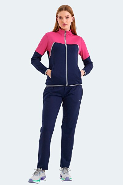 Slazenger Kadın Rahat Fermuarlı Eşofman Takımı Spor Takım Elbise Lacivert