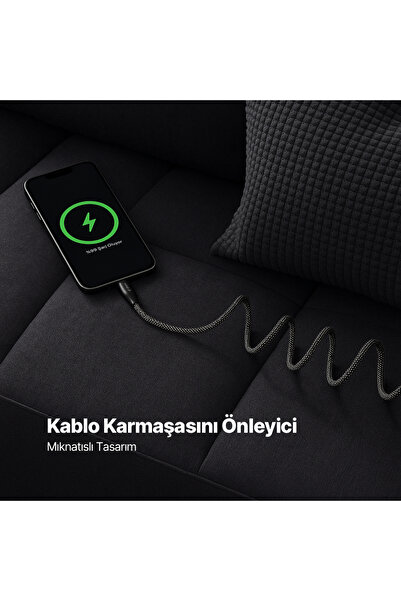 Ttec USB-C - USB-C Mıknatıslı 100cm 60W Örgü Hızlı Şarj Kablosu 2DK61S