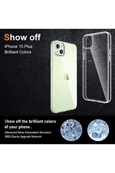 Flippy Προστατευτική θήκη σιλικόνης, για Apple iPhone 15 Plus, υπολογιστή, ανθεκτική στις κρούσεις, διαφανής