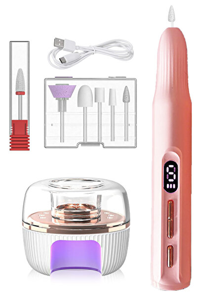 Riddex 9 Parça Şarjlı Tırnak Freze Seti USB Şarjlı Törpü Seti UV LED Lamba Pr...