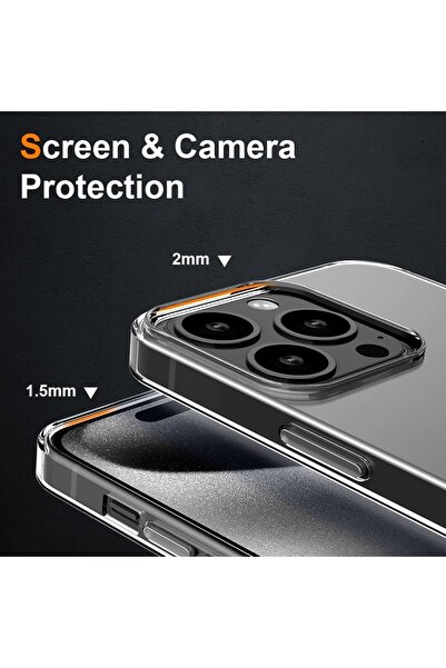 Flippy Προστατευτική θήκη σιλικόνης, για Apple iPhone 15 Pro Max, υπολογιστή, ανθεκτική στις κρούσεις, διαφανής