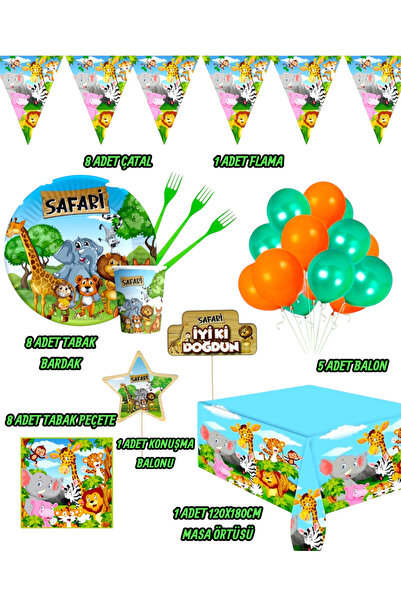 Evabrite Safari Themed Birthday Party Set for 8 People - Safari Concept Table Decorations