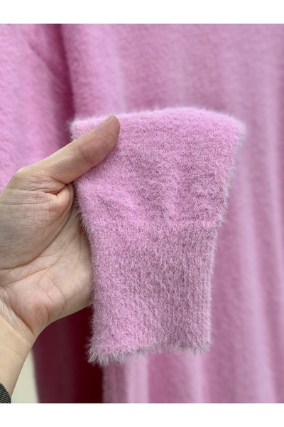 BENAHOLL Σεραφίνα Τονίκ με μανίκια και ελαστικό κάτω μέρος με γένια-KR3154 Ροζ