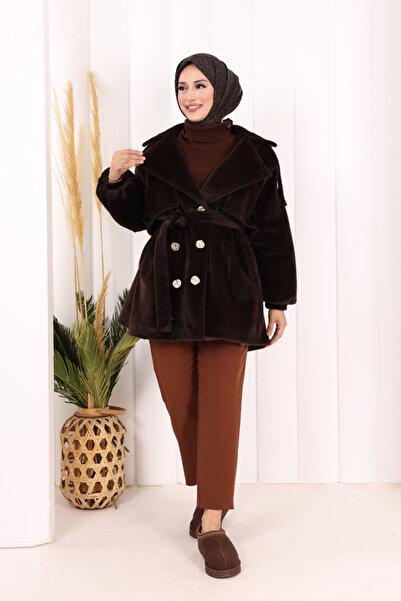 Bym Fashion Buttoned Coat 70059 Brown