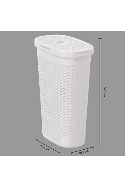 Other Coș de rufe îngust, 40 l, ratan sintetic, alb