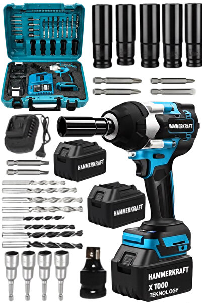 HAMMERKRAFT Alman800 Nm 36 Volt 5 Ah Çift Akülü Torklu Bijon Somun Sökme Sıkm...