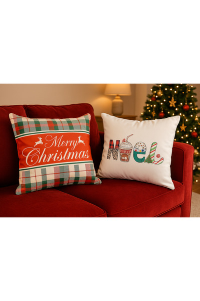 Limon Soft Double-Sided Printed Candy Christmas Patterned Set of 2 Velvet Throw Pillow Covers New Year - Christmas