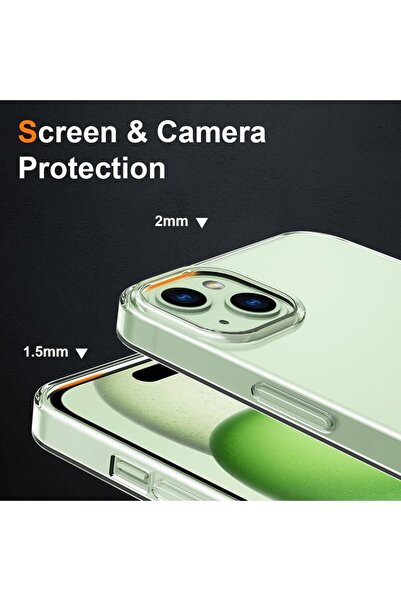 Flippy Προστατευτική θήκη σιλικόνης, για Apple iPhone 15 Plus, υπολογιστή, ανθεκτική στις κρούσεις, διαφανής