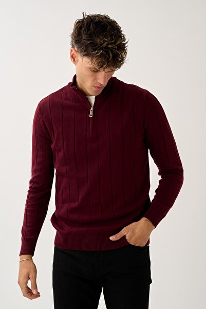 ALEXANDERGARDI Vertical Weave Patterned Zippered Knitwear Sweater