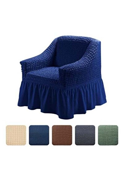 AlsayedP غطاء أريكة قابل للتمدد من قطعة واحدة مع تنورة (أزرق داكن، مقعد واحد)