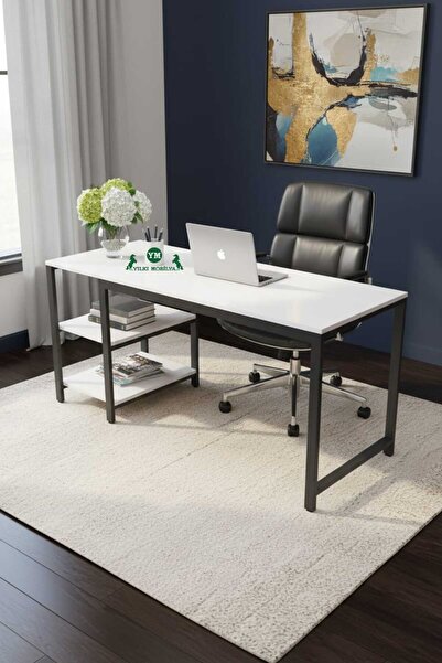 Yılkı Mobilya Raflı Çalışma Masası Beyaz 160*60