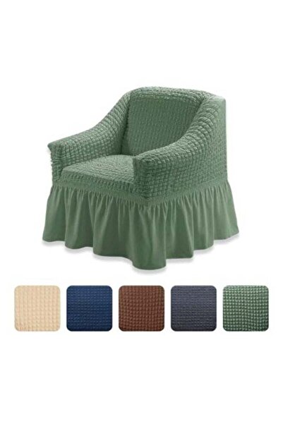 AlsayedP غطاء أريكة قابل للتمدد من قطعة واحدة مع تنورة (لون عشبي، مقعد واحد)