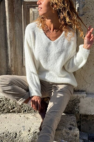 Güneşkızı Ιταλικό πουλόβερ από αλπακά με μαλακή υφή με λαιμόκοψη σε σχήμα V 60 55