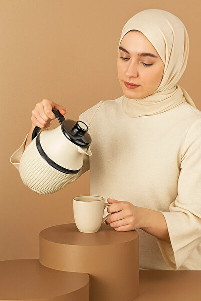 Urbanza Modern White Thermos Jug with Black Handle – Elegant Insulated