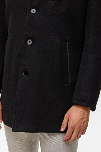 SÜVARİ Regular Straight Straight Collar Black Men's Coat Kb2010100322