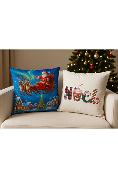 Limon Soft Double-Sided Printed Candy Christmas Patterned Set of 2 Velvet Throw Pillow Covers New Year - Christmas