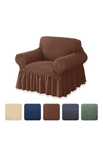 AlsayedP غطاء أريكة قابل للتمدد سهل التركيب من قطعة واحدة مع تنورة (بني، مقعد...