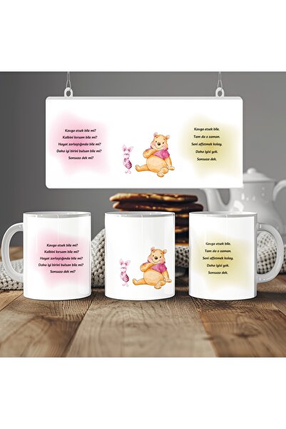 Beramussa Winnie the Pooh Tasarım Sevgi Temalı Kupa Bardak – Sevgiliye, Arkad...