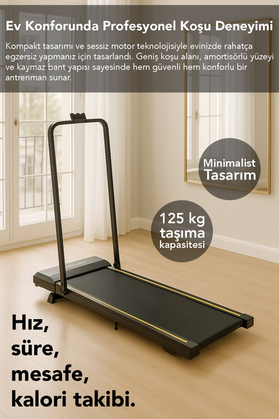 mimtec Portatif Koşu Bandı - Katlanabilir Uzaktan Kumandalı Bluetooth Destekli Uygulamalı Yürüme Bandı