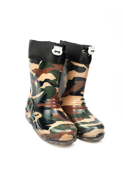 BABALİ 15105 Emek Ulaş Кафяви камуфлажни дъждовни ботуши за момчета