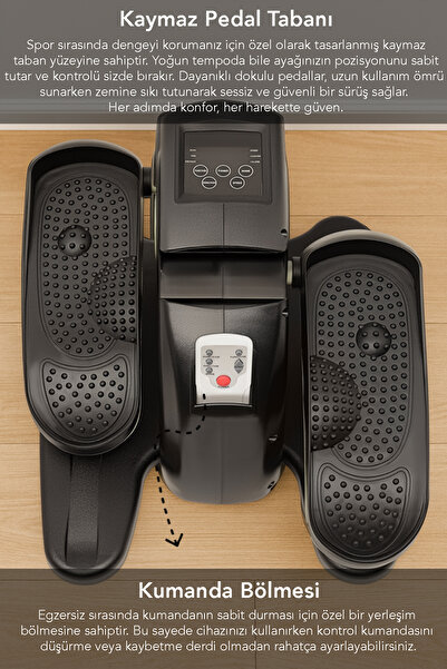 mimtec Eliptik Kondisyon Bisikleti - Dijital Göstergeli Egzersiz Aleti Taşınabilir Egzersiz Pedalı