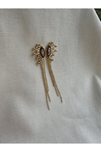 bijux by mrv Chain Dangle Stone Eye Earrings