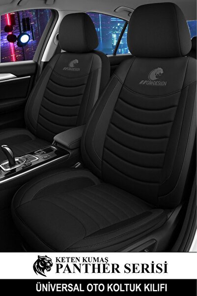 GM-DESIGN Panther Series Linen Fabric Universal Car Seat Cover - 5 Seats Full Set