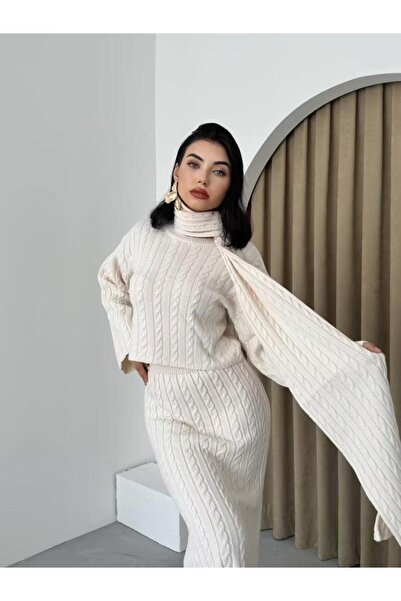 nutika Sweater Skirt Shawl 3-Piece Set