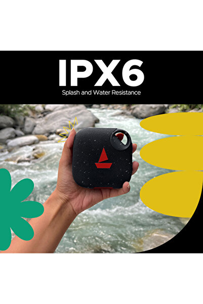 BOAT Stone 190 Pro Bluetooth Speaker — 5W, 12hr Playtime, TWS, Bluetooth v5.3, IPX6 (Raging Black)
