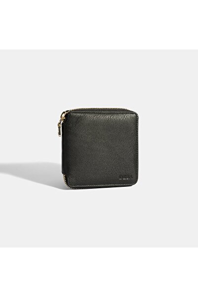 Desa Women's Black Zippered Leather Wallet