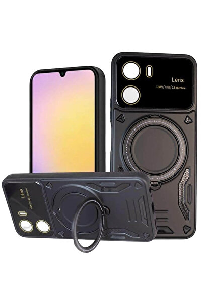 NewFace غطاء حماية لعدسة الكاميرا مع حامل لهاتف فيفو واي 16 (153706) - أسود