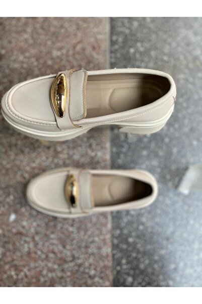 Metin Ayakkabı Skin Color Outer Material Skin Leather Water Resistant Women's Shoes