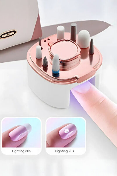 Mobee Şarjlı Tırnak Freze + UV Oje Kurutucu 9 Parça Set Şarjlı Tırnak Törpü Manikür Pedikür Seti