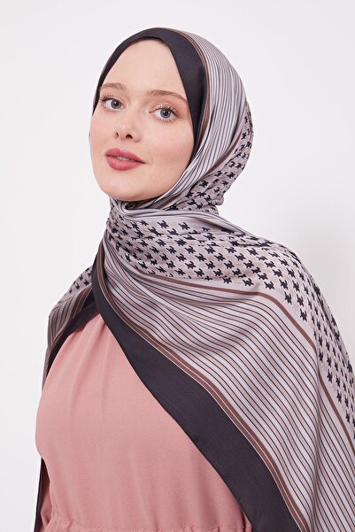 Levidor Siyah-Bej Kazayağı Desen Brand Şal