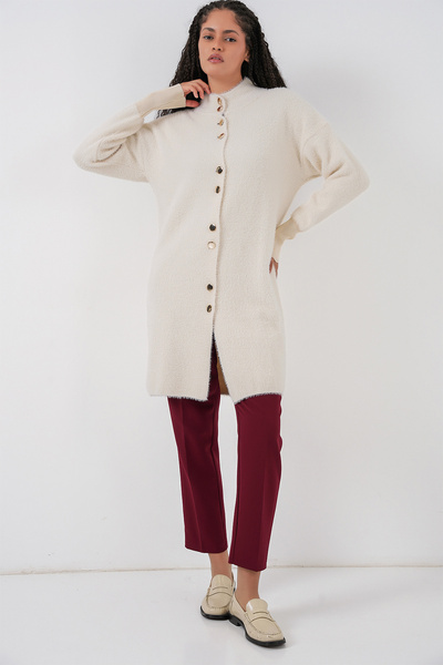 Bigdart Women's Soft Textured Long Knit Cardigan 15953 - Ecru