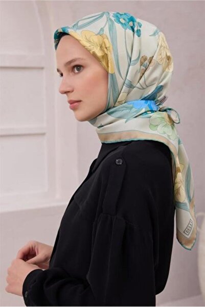 Belli Tivil Pure Silk Scarf 4219 - 53 Μαλακό πράσινο σχέδιο λουλουδιών