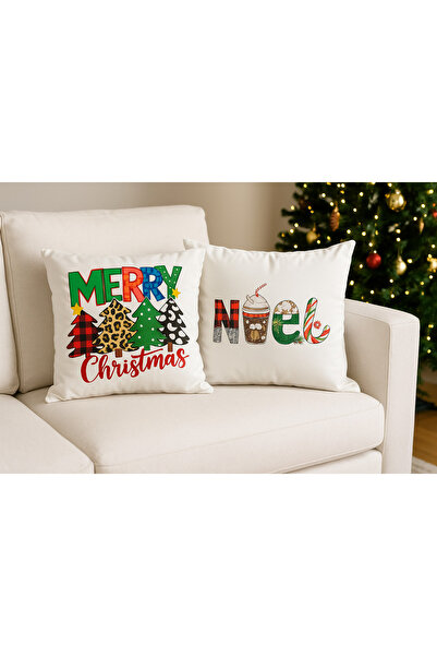 Limon Soft Double-Sided Printed Candy Christmas Patterned Set of 2 Velvet Throw Pillow Covers New Year - Christmas