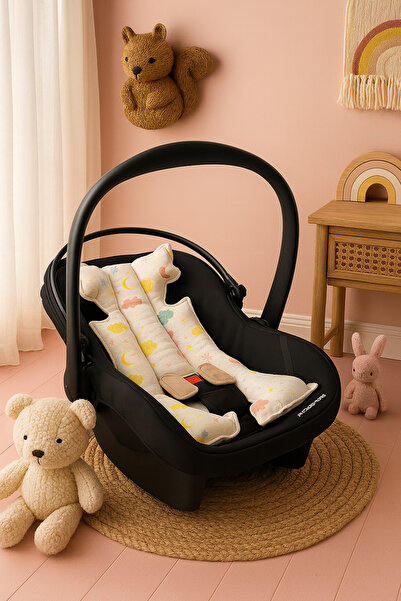 BeygeBaby %100 Pamuk Altın Mickey'li Poplin Kumaştan Puset Minderi