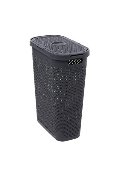 Other Narrow laundry basket 40 l synthetic rattan dark gray