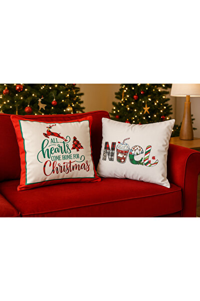 Limon Soft Double-Sided Printed Candy Christmas Patterned Set of 2 Velvet Throw Pillow Covers New Year - Christmas