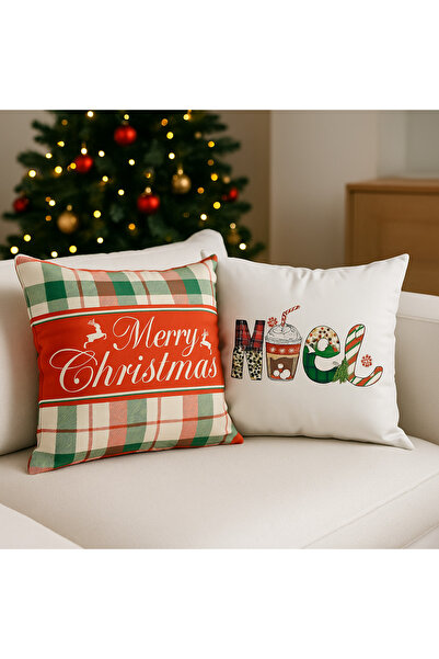 Limon Soft Double-Sided Printed Candy Christmas Patterned Set of 2 Velvet Throw Pillow Covers New Year - Christmas