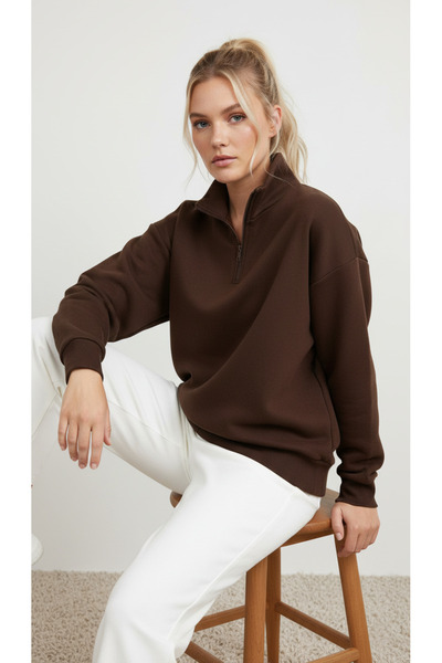 ENZİM JEANS Дамска суитшърт без качулка с половин цип