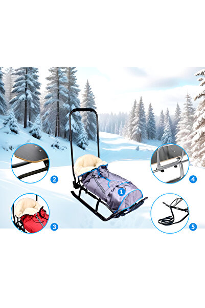 Other Sled with backrest, sleeping bag, pusher for children, solid, lightweight aluminum belts PL