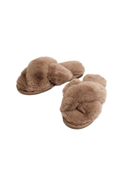 ESOTIQ Papuci de casă pentru femei cu blană artificială, pufoși, super căldur...