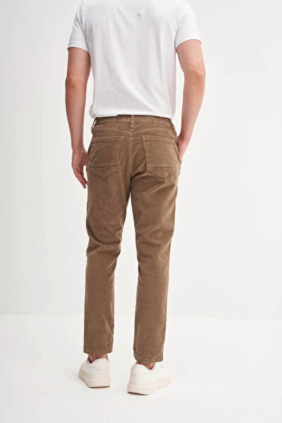 Cazador Vintage Velvet Stretch Fabric Cotton Jogger Fit Beige Men's Trousers 3015