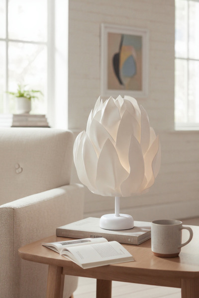 PearlHome White Eva Tulip Design Wireless Table Lamp – White, Decorative Led Lampshade
