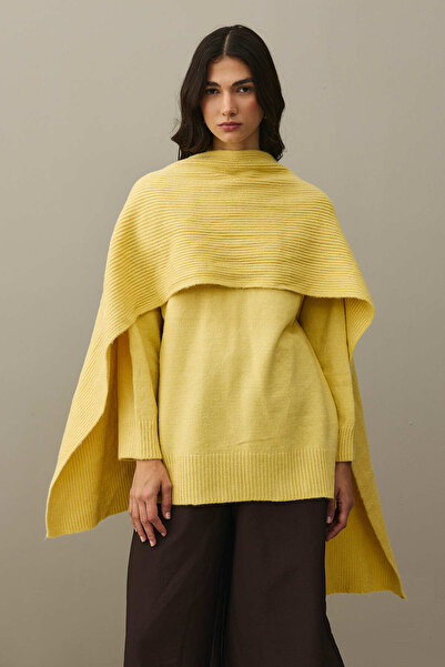 Fahhar Mohair Blend Scarf Sweater Yellow